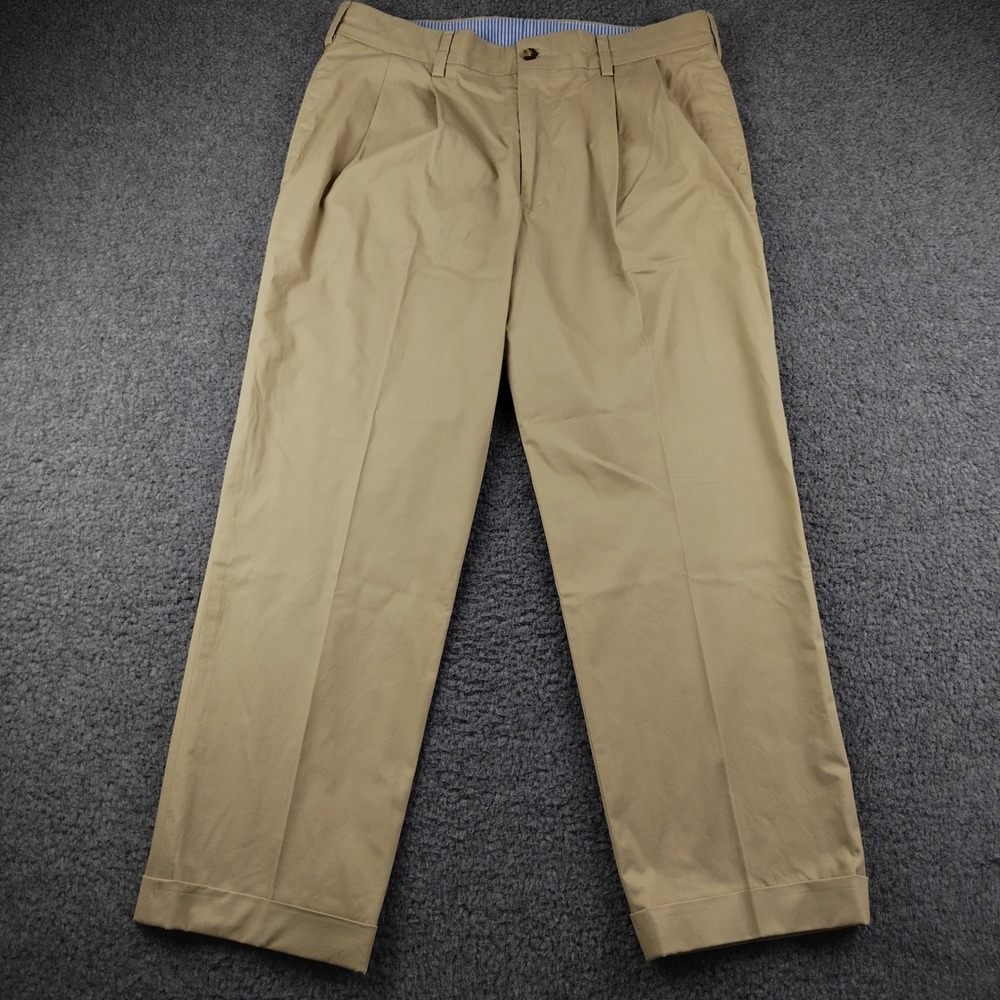Frank's Pants Mens 34x27 Pleated Chino Khaki Tan Made in USA